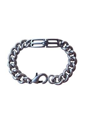 Balenciaga BB Icon Gourmette Bracelet in Antique Silver Unisex  (Retails $550)